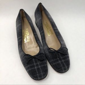 Ferragamo Vintage Gray Plaid Heels, Size 8.5